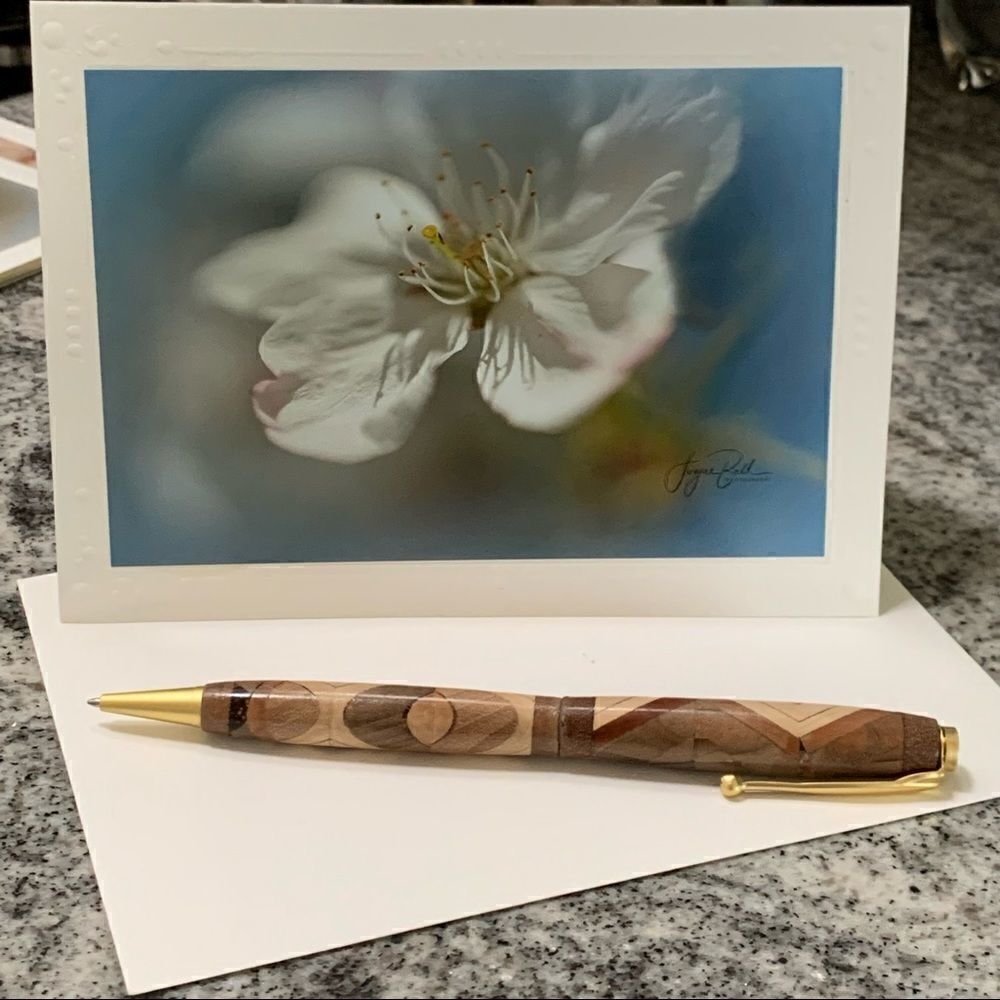 Fine Art Photography greeting card white cherry blossom